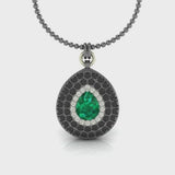 Silver Pendant Green Hydro Black Spinels and White Topaz
