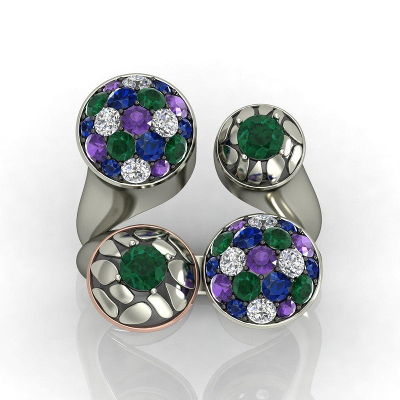 Silver Ring With White Green Blue and Amethyst CZ - Craig Shelly