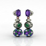 Silver Earring With White Blue Green and Amethyst CZ - Craig Shelly