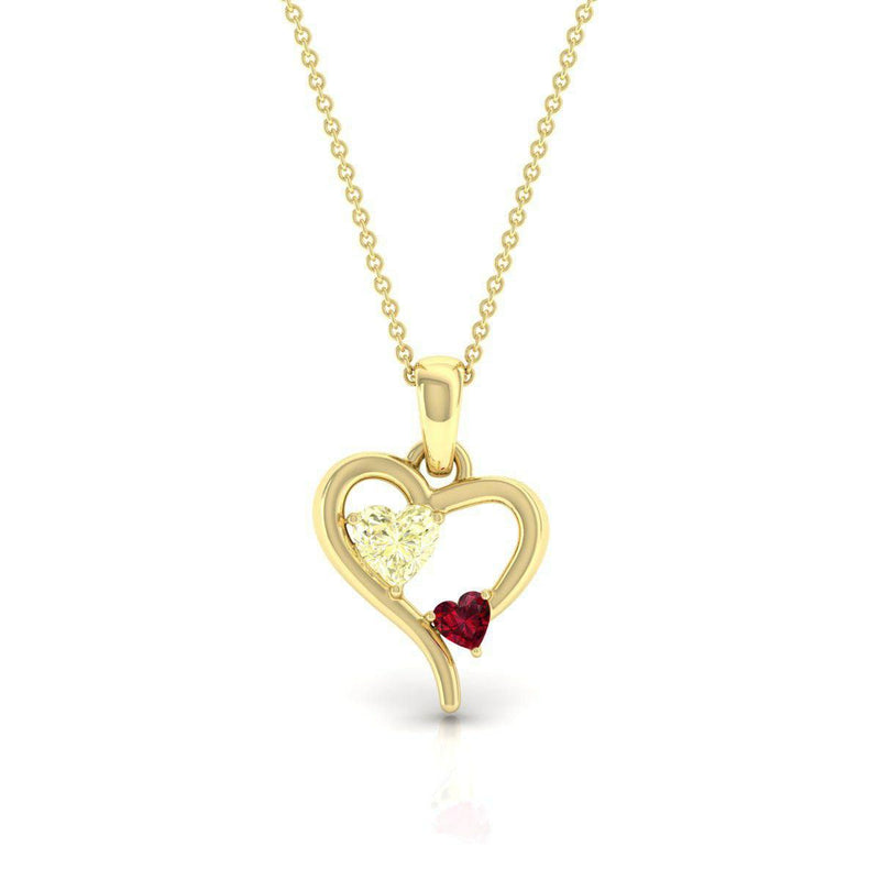 Heart Pendant Necklace With Red Crystal - Craig Shelly